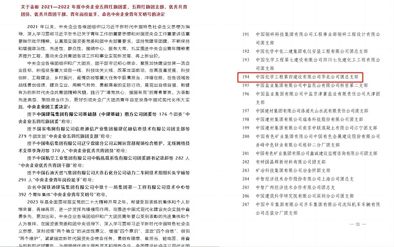 點(diǎn)贊｜華北公司團(tuán)總支部榮獲“中央企業(yè)五四紅旗團(tuán)支部”榮譽(yù)！